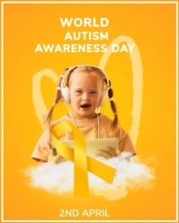Yellow and white Joyful Autism Awareness Day Instagram Portrait template