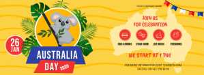 Yellow Australia Day Facebook Banner Facebook-coverfoto template