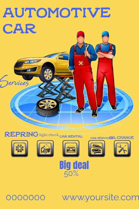 Yellow Automotive Services Poster Template | PosterMyWall