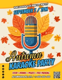 Yellow Autumn / Fall Karaoke Party Flyer (us Volante (Carta US) template