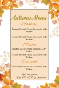 Yellow Autumn Menu Poster template