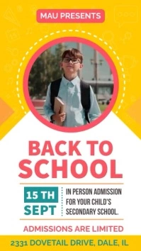 yellow back to school digital signage 数字显示屏 (9:16) template