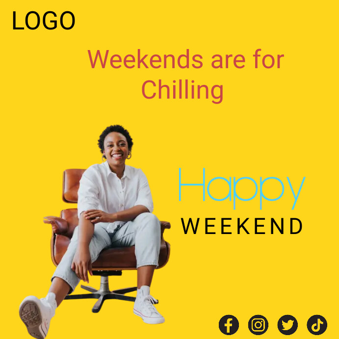 Yellow background happy weekend post Template | PosterMyWall