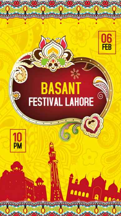 Yellow Basant Festival Instagram Story Template | PosterMyWall