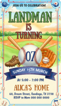 Yellow Baseball Birthday Party Business Card template