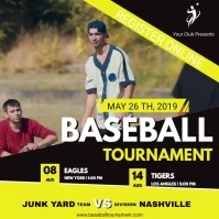 Yellow Baseball Event Registration Video Isikwele (1:1) template