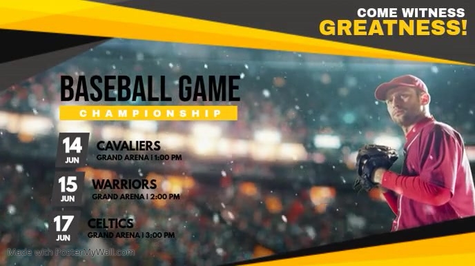 yellow baseball league game schedule template postermywall