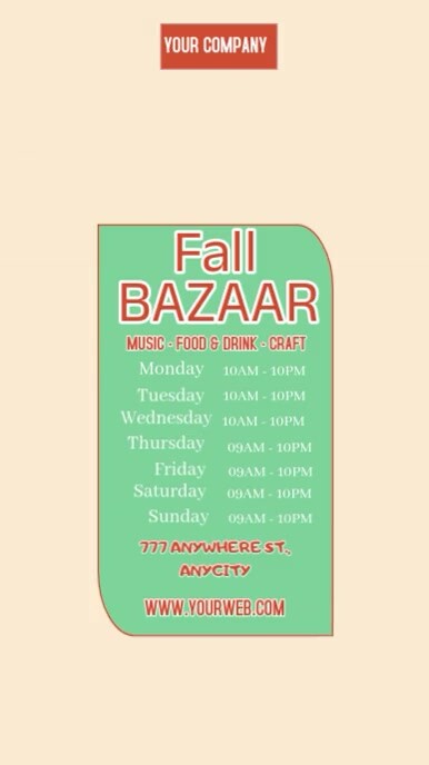 Fall Bazaar Template.pdf Yellow Berbasis Daftar Fall Bazaar Reel Instagram Template | PosterMyWall