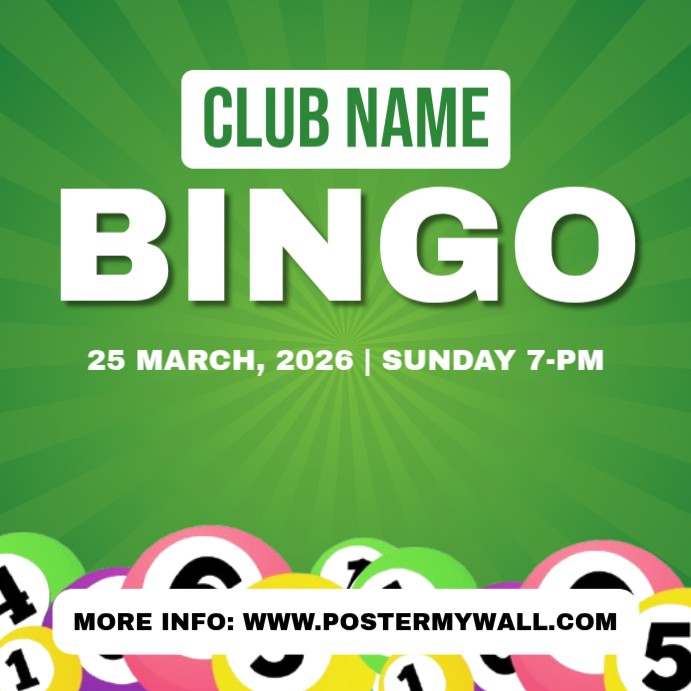Yellow Bingo Night Instagram Post Template | PosterMyWall