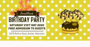 Yellow Birthday Party Invitation Facebook begivenhed cover Template