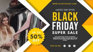 Yellow Black Friday Super Sale Digital Displa Display digitale (16:9) template