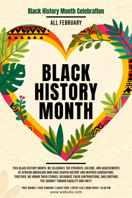 Plantilla de Yellow Black History Month Celebration Pinterest Graphic ...