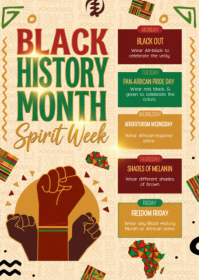 Yellow Black History Month Spirit Week A6 template