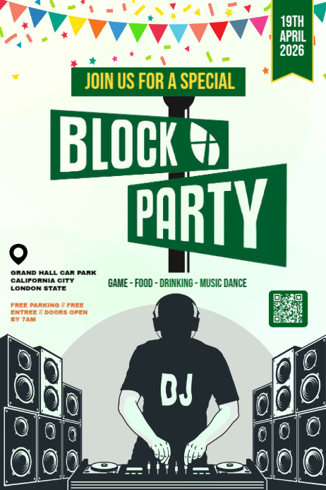 Yellow Block Party Posters Template | PosterMyWall