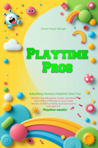 Turquoise Childcare and Playtime Poster Template