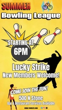 Yellow  Bowling Alley Instagram Story Ad Digital Display (9:16) template