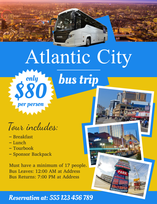 Yellow Bus Trip Flyer Template Pamflet (VSA Brief)