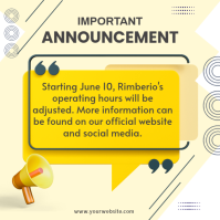 Yellow Business Announcement Instagram Post Wpis na Instagrama template