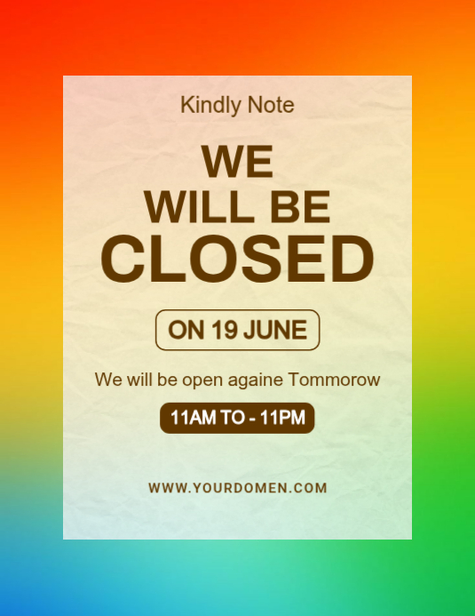 Yellow Business Closure Notice Flyer Template | PosterMyWall