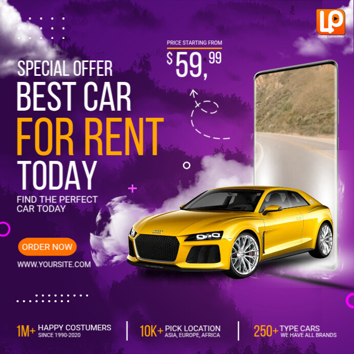 Yellow Car Template PosterMyWall