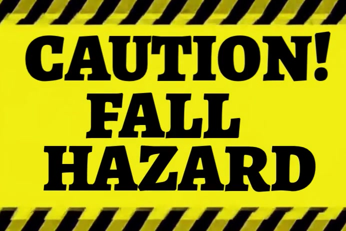 Yellow Caution Fall Hazard Warning Sign Banner Poster Template ...