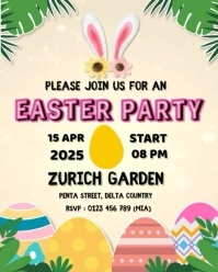 Yellow Ceria Easter Party Invitation Egg Hunt Instagram Portrait template