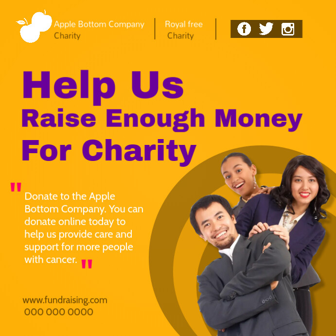 Amarela Caridade Fundraising Instagram Imagem Modelo | PosterMyWall