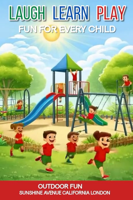 Yellow Children's Outdoor Play Poster Video Template | PosterMyWall