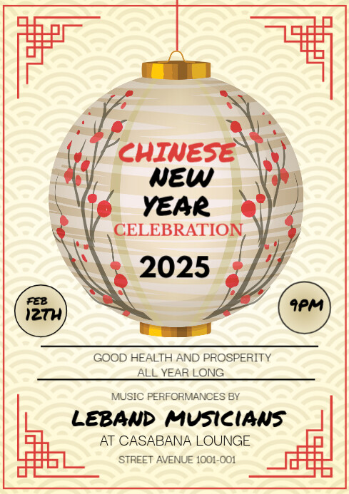 Yellow Chinese New Year Celebration Flyer A3 Template | PosterMyWall
