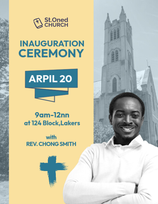 Yellow Church Inauguration Flyer Template | PosterMyWall