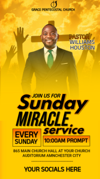 Yellow Church Service Instagram Story template