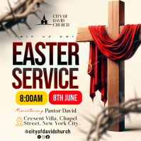 Yellow Easter Church Service Square Template