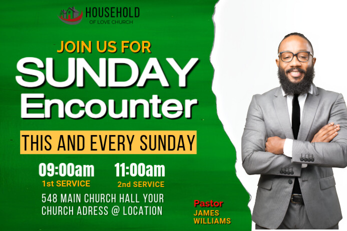 Label Church Task Yellow Church Sunday Encounter Label Template | PosterMyWall