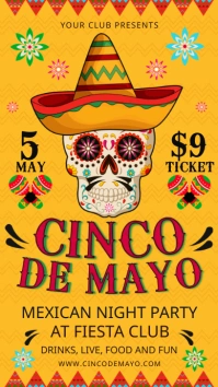 Yellow Cinco de Mayo Fiesta Invitation Digital Display (9:16) template