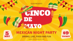 Yellow Cinco De Mayo Video Facebook-covervideo (16:9) template