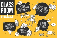 Yellow Classroom Rules Landscape Poster Plakat template