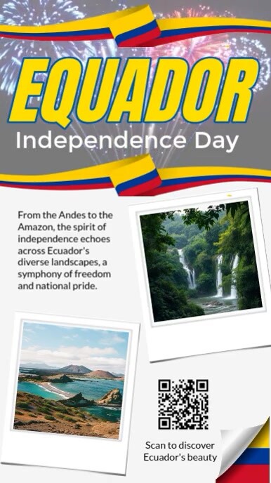 Yellow Collage Ecuador Independence Day Celebration Poster Instagram Reel template