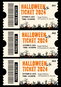 Yellow Collage Halloween Ticket  A4 template