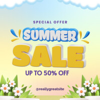 Yellow Collage Summer Sale Poster Template – Up To 50% Off Special Offer Design Instagram Post