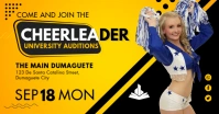 Yellow College Cheerleader Tryout Facebook Po template