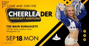 Yellow College Cheerleader Tryout Facebook Po template
