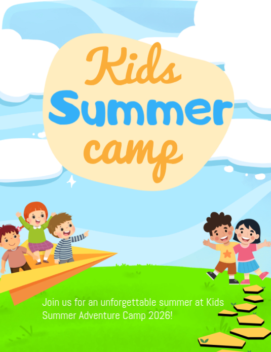 Blue Kids Summer Camp Flyers Template | PosterMyWall