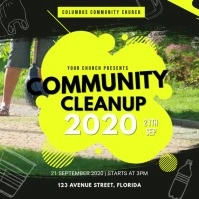 Yellow Church Cleanup Community Day Video Square (1:1) template