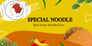 Yellow Creative Noodle Food Promotion Banner Eventbrite-Banner template
