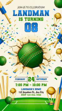 Yellow Cricket Birthday Celebration Instagram Story template