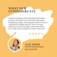 yellow customer testimonial feedback review g Instagram Post template