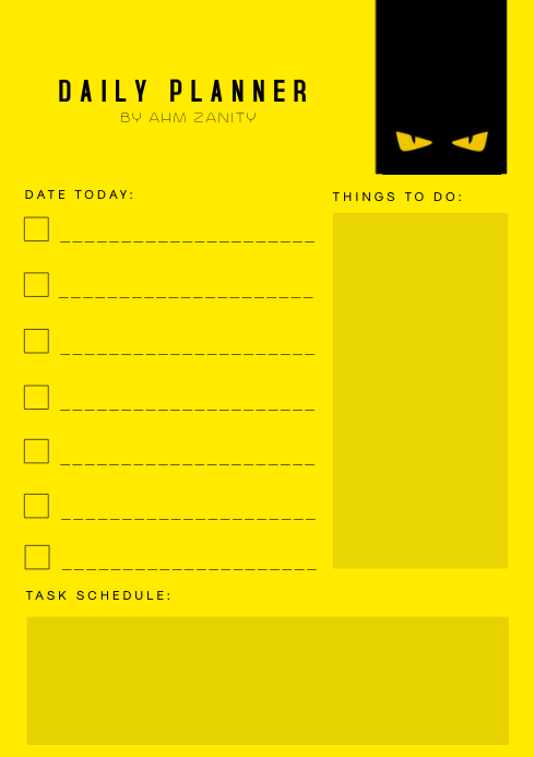 Yellow Daily Planner List Template | PosterMyWall Yellow Daily Planner List Template | PosterMyWall