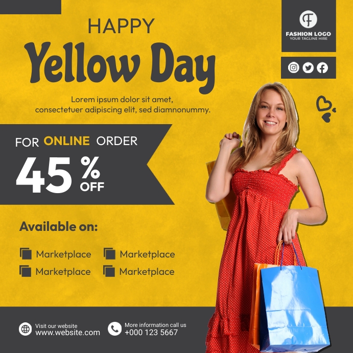Yellow Day Ads Template | PosterMyWall