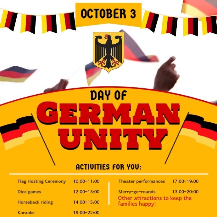 Yellow Day of German Unity Event Square Video Template | PosterMyWall