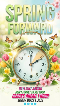 Yellow Daylight Saving Time Reminder Instagram Story Video template
